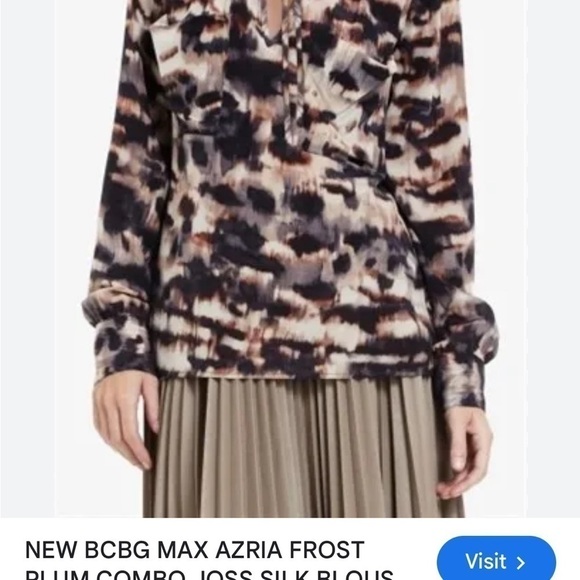 EUC BCBG MAX AZRIA FROST PLUM COMBO JOSS SILK BLOUSE Size Medium - Picture 3 of 8